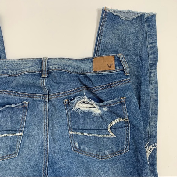 American Eagle Outfitters Destroyed Straight Leg Mid-Rise Jeans - Picture 6 of 15